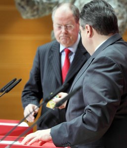SPD Pressekonferenz Gabriel Steinbrueck